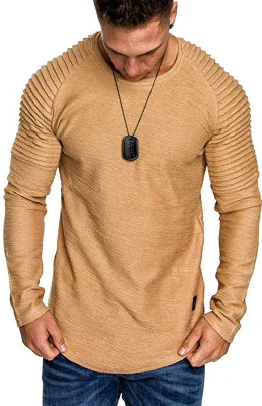 Ribbed Sleeve Knit T-shirt