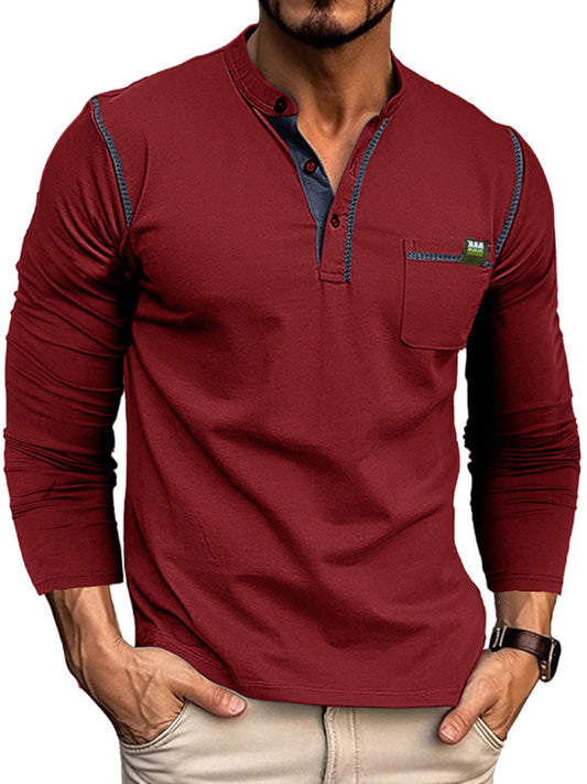 Henley Block Long Sleeve T-Shirt