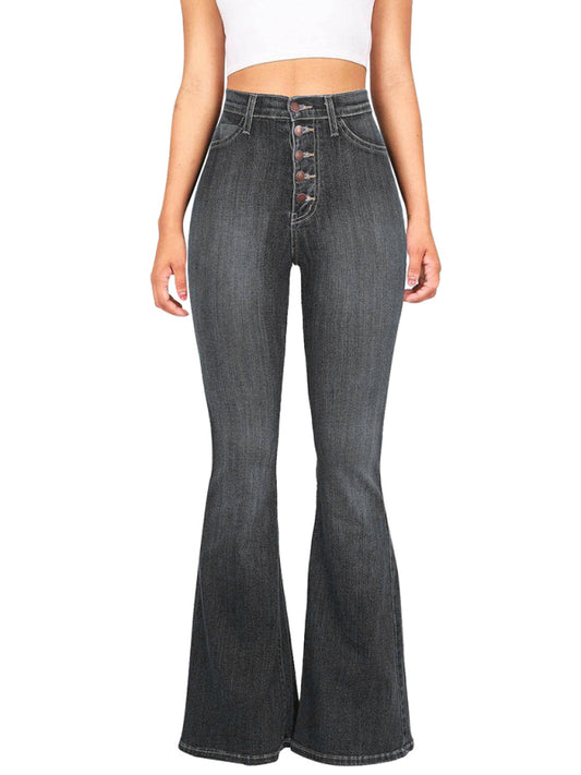 High-Waist Denim Trousers