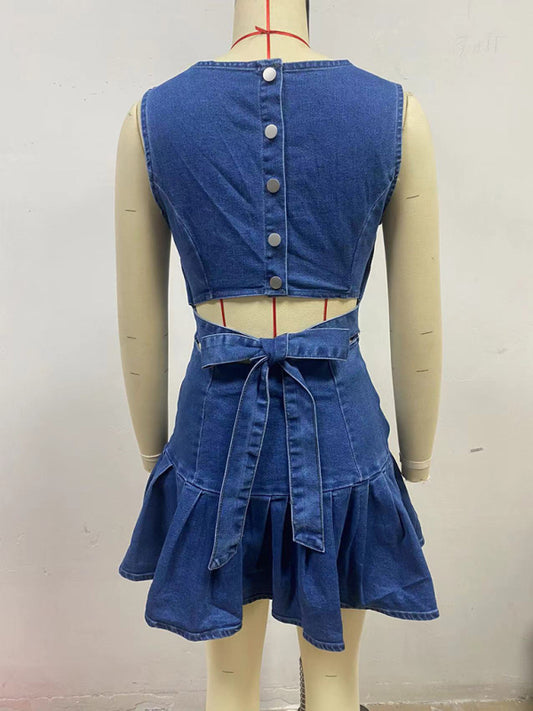 Sleeveless Waist Denim Dress