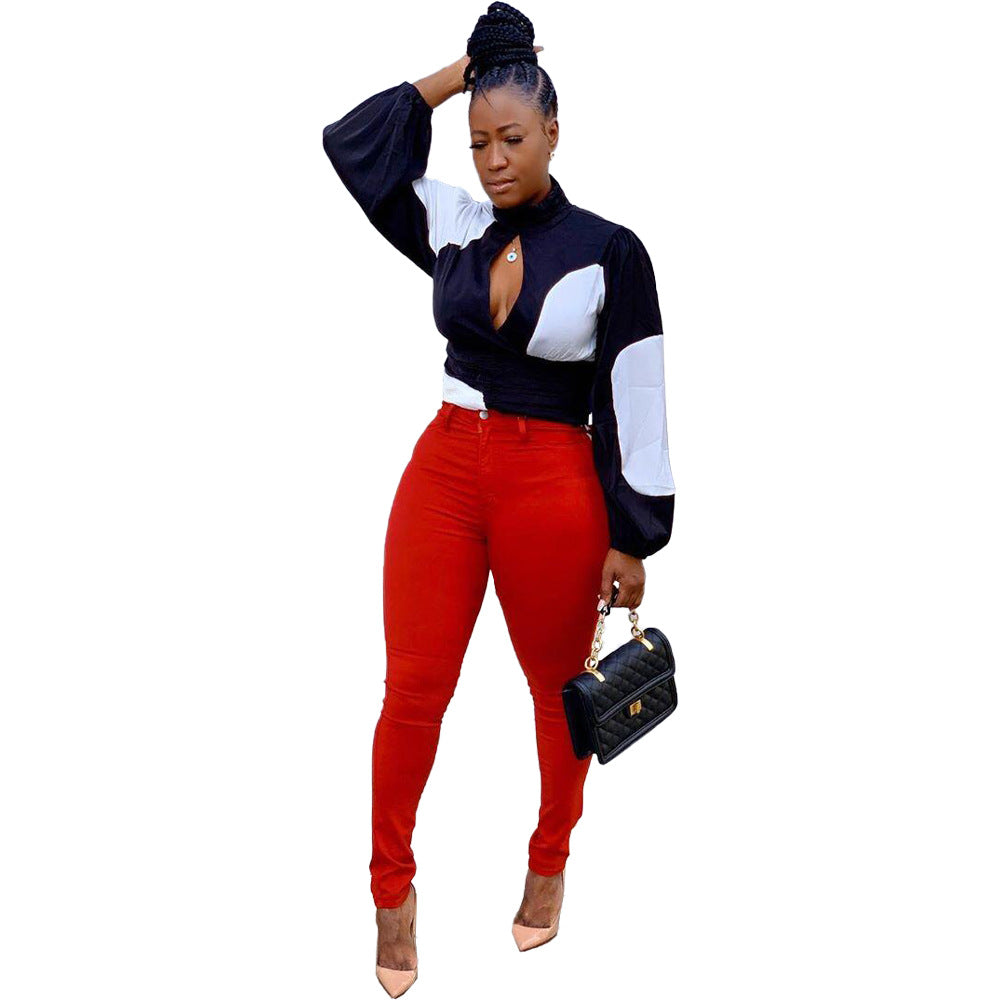 Commute Color Block Chiffon Shirt