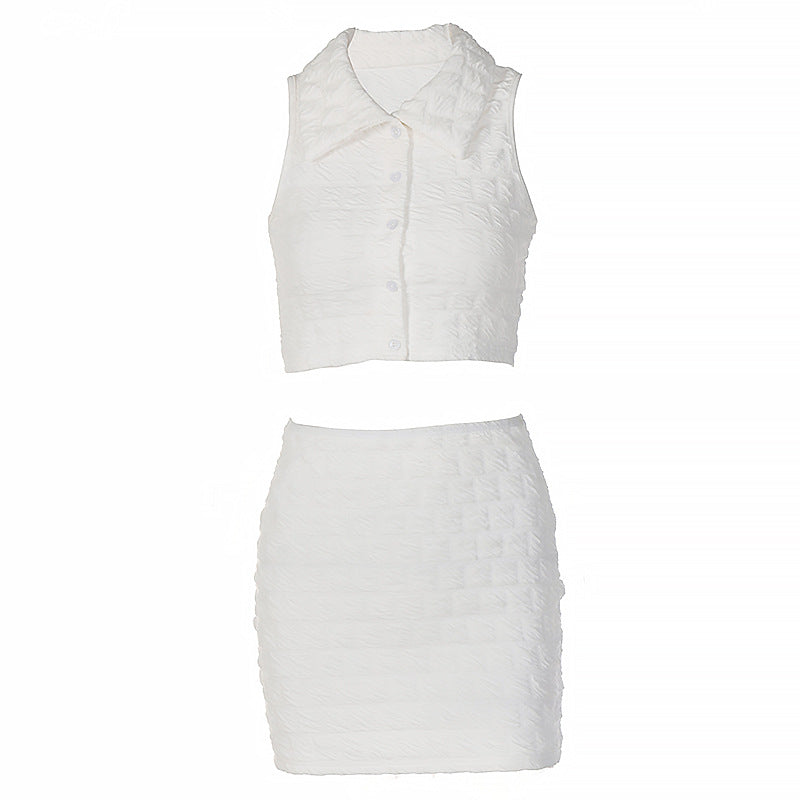 Wool Beaded Short Skirt Suit