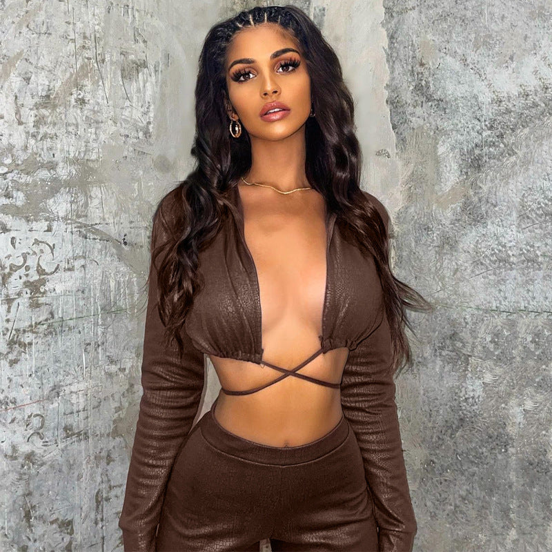 Leather Lace-up Pant Suit