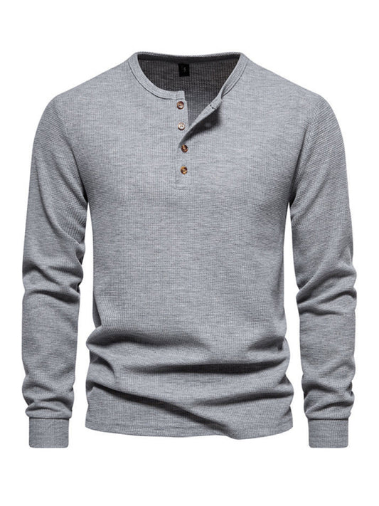 Waffle Henley Long Sleeve T-Shirt