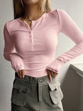 U-neck buttoned knitted top