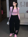 Bow velvet sweatpants