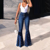 Beaded Bell-Bottom Pants