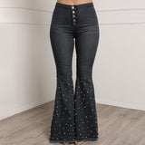 Beaded Bell-Bottom Pants