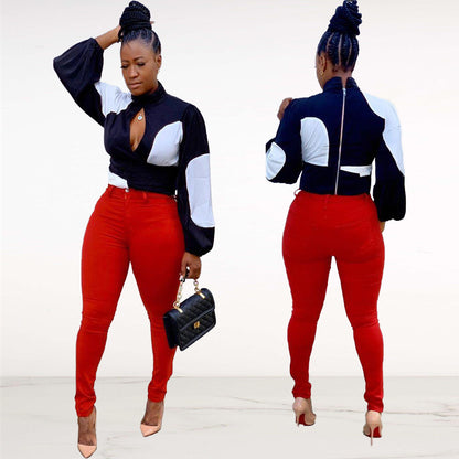 Commute Color Block Chiffon Shirt