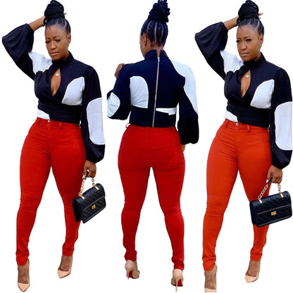 Commute Color Block Chiffon Shirt