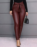 Bow Leather Pants