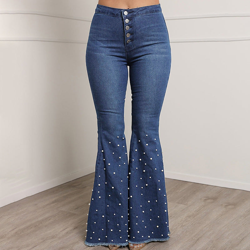 Beaded Bell-Bottom Pants