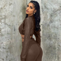 Leather Lace-up Pant Suit