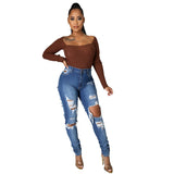 Trilogy Slim Fit High Waist Ripped Denim Skinny Pants