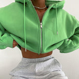 Fresh Mint Round Neck Temperament Hooded Cardigan Sweater