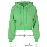 Fresh Mint Round Neck Temperament Hooded Cardigan Sweater