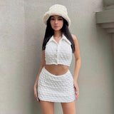 Wool Beaded Short Skirt Suit