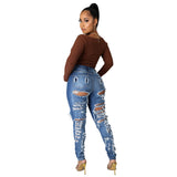 Trilogy Slim Fit High Waist Ripped Denim Skinny Pants