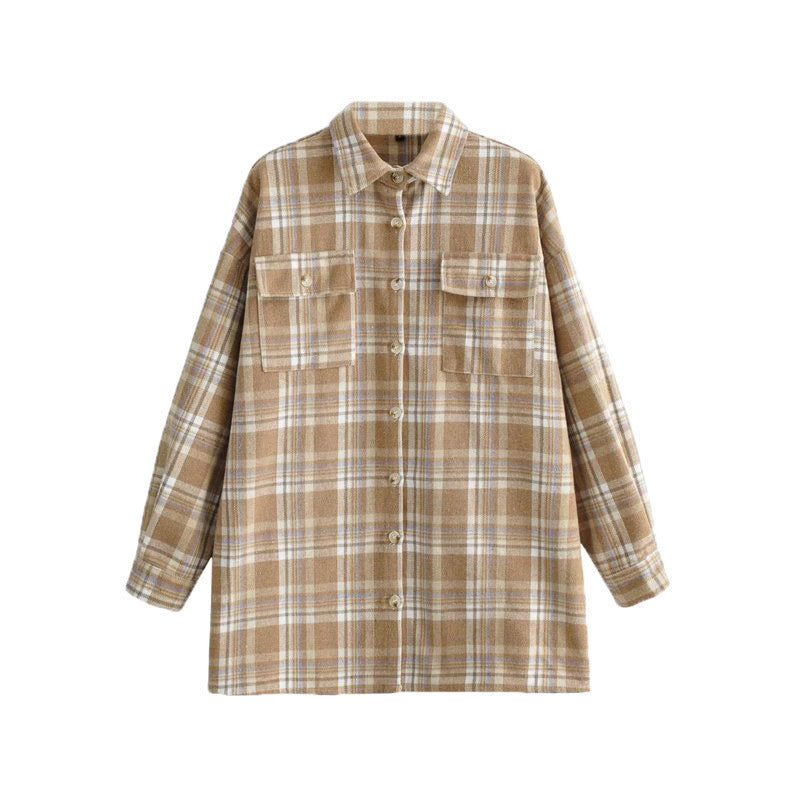 Plaid Loose Lapel Shirt