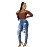 Trilogy Slim Fit High Waist Ripped Denim Skinny Pants