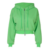 Fresh Mint Round Neck Temperament Hooded Cardigan Sweater