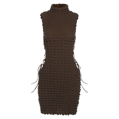 Sleeveless Lace-up Sheath Dress